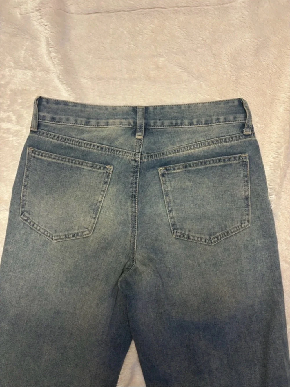 Ashley Mason Faded Jeans with Gold Crystal Accents